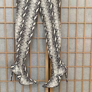 Steve Madden Black and White Over the Knee Boots